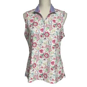 Fairway & Greene Lavender Floral Golf Polo Women's Large